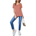 thumbnail image 4 of Mint Plus Pink - Solid V-Neck Casual Tops - Luxuriously Comfortable Tri- Blend Delight, 4 of 5