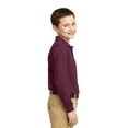 thumbnail image 3 of Port Authority Youth Long Sleeve Silk Touch Polo-M (Burgundy), 3 of 6