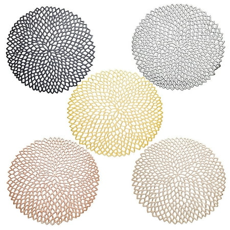 

Ludlz Round Flower PVC Hollow Mesh Net Anti-Slip Pad Coaster Bowl Pan Place Mat Decor