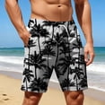 thumbnail image 2 of Men Swim Trunk Hawaiian Coconut Tree 2 In 1 Quick Dry Swim Shorts Mens Swimsuit Board Shorts With Pockets Black XXL, 2 of 7