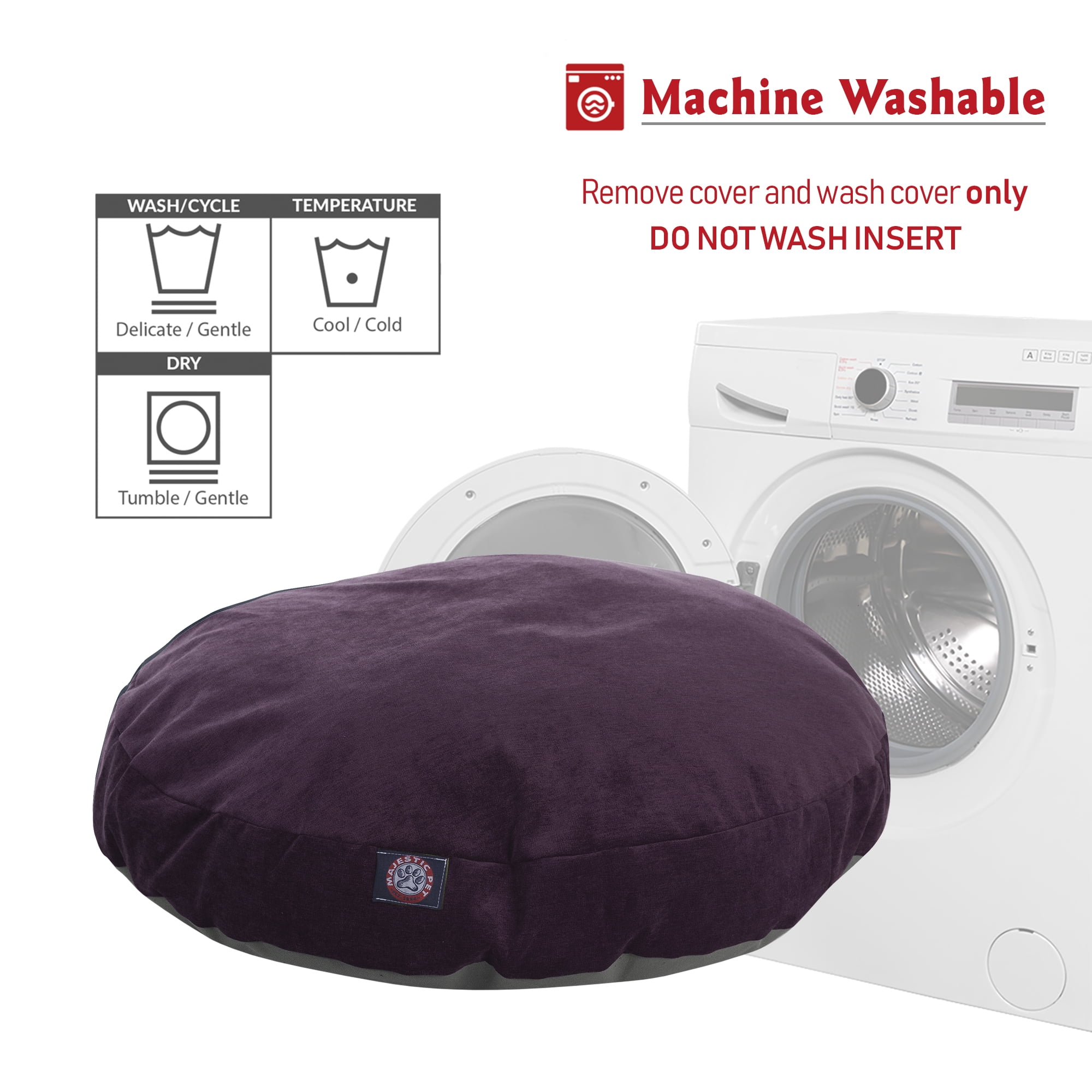 Majestic Pet | Villa Velvet Round Pet Bed For Dogs, Removable Cover, Aubergine, Small