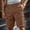 #0302-Brown, variant on Elastic Waist Multi Pocket Mens Cargo Shorts Solid Roll Cuff Loose Fit Work Bottoms Various Shades For Daily Travel Casual Matching Outfits Dark Gray M Gift