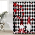 thumbnail image 5 of Valentine''s Day Gnomes Shower Curtain Love Heart Shower Curtains for Bathroom Decor Black Buffalo Plaid Bath Curtains Sets with Hooks for Valentines Day Home Decor Waterproof Standard Size 72 x 72, 5 of 6