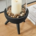 thumbnail image 6 of Danya B. Molta Modern Black Metal Bold Pedestal and Glass Pillar Hurricane Candle Holder - Large, 6 of 11