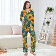 thumbnail image 4 of FORMRS Womens Pajama Set Long Sleeve Top and Pants with Pockets Soft Comfy Lounge Sleepwear, Sizes S-2XL, Stained Glass Sunflowers Pattern, 4 of 7