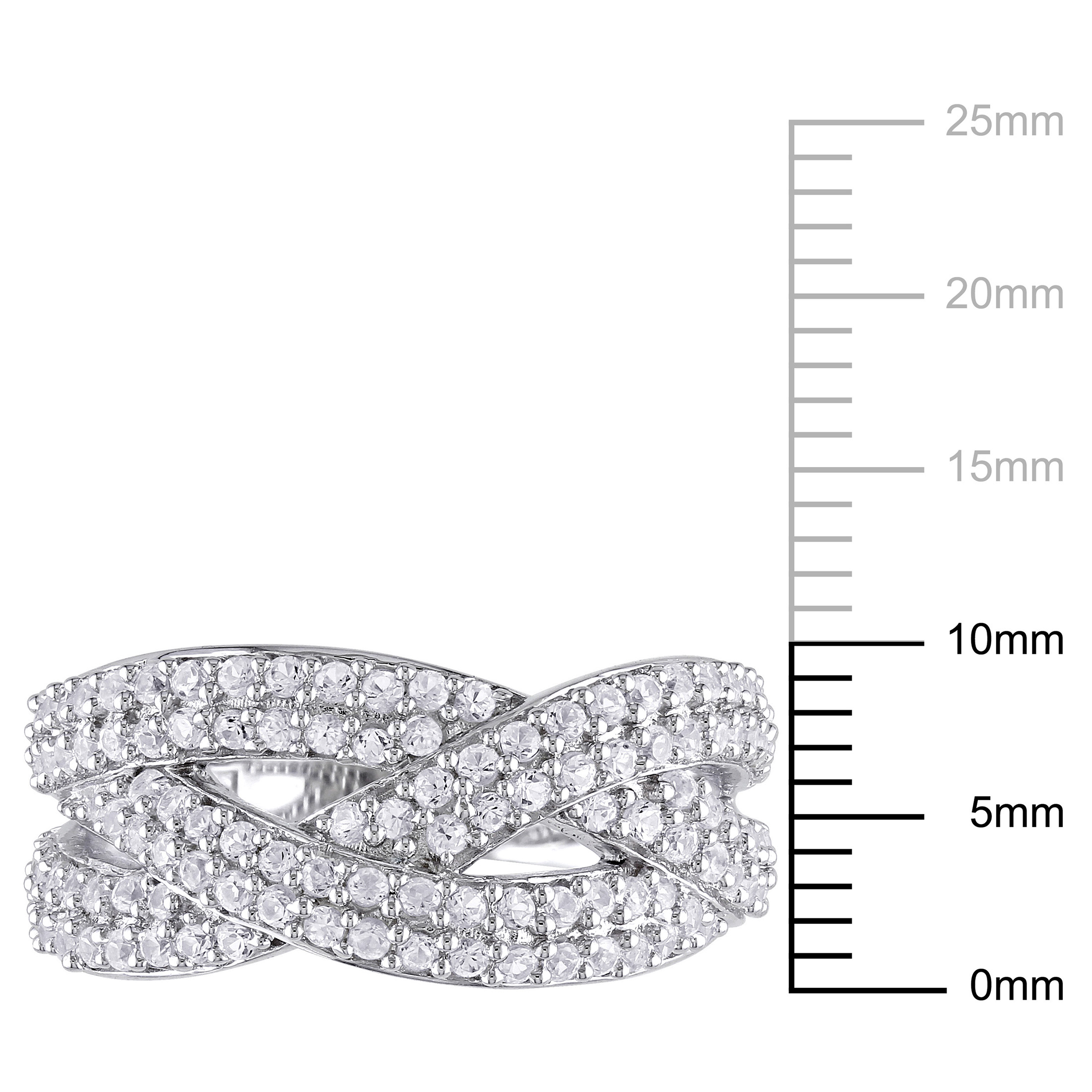Everly Women's 1 1/4 CT T.G.W. Round-Cut Created White Sapphire Sterling Silver Multi-Row Criss Cross Ring with Prong Setting - image 3 of 7