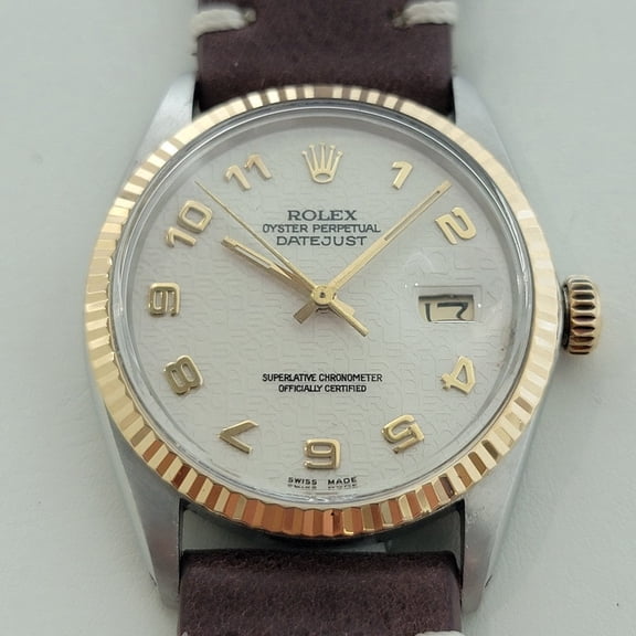 Pre-Owned Rolex Oyster Datejust 16013 Mens 36mm 18k SS 1980s Computer Dial Automatic RA617