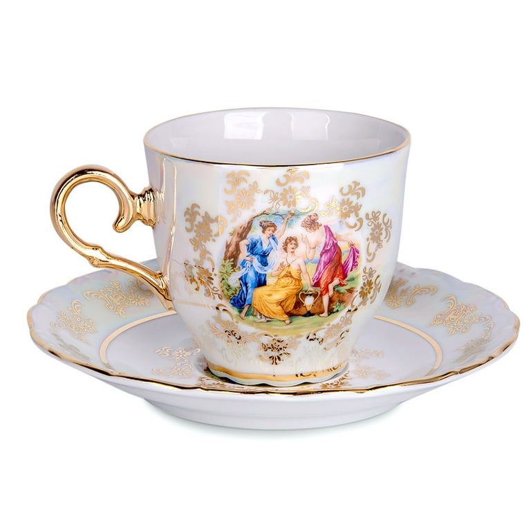 OAVQHLG3B Ceramic Coffee Cups,Mirror Cup and Saucer,Girl Tea Cups And  Saucers Sets,Reusable Coffee Cup,Porcelain Coffee Mugs Set 