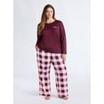 thumbnail image 2 of Joyspun Women's Dreamy Soft Collection Long Sleeve Sleep Top and Straight Leg Pants Pajama Set, 2-Piece, Sizes XS-3X, 2 of 5