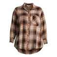 thumbnail image 2 of Terra & Sky Women's Plus Size Plaid Pocket Button Down Shirt, 2 of 6