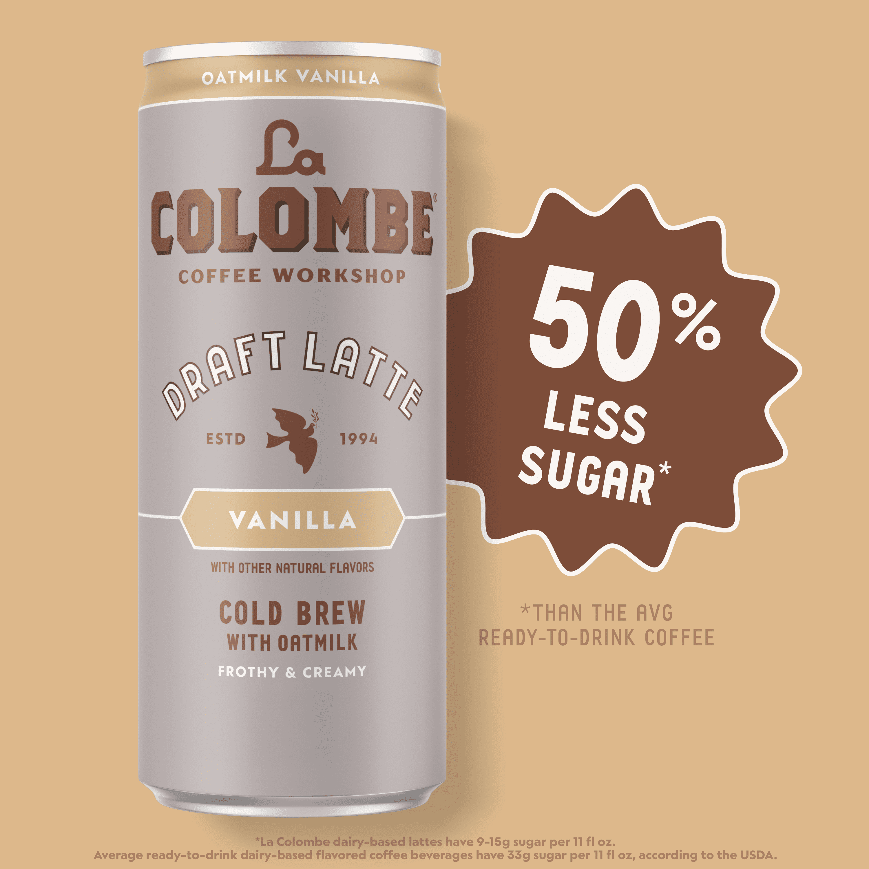 La Colombe Coffee, Oatmilk Vanilla Latte, 11 fl oz Cans