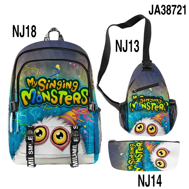 Nouveau Produit en Trois Pièces My Singing Monsters Entourant Monster Concert Étudiant Cartable Sac à Dos Trousse Cartable