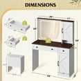 thumbnail image 4 of GALAXHERO Farmhouse Vanity Desk, Makeup Table Set with Mirror and Lights, Dressing Table with 2 Drawers and 2 Cabinets, Hair Dryer Holder for Bedroom, White, 4 of 9