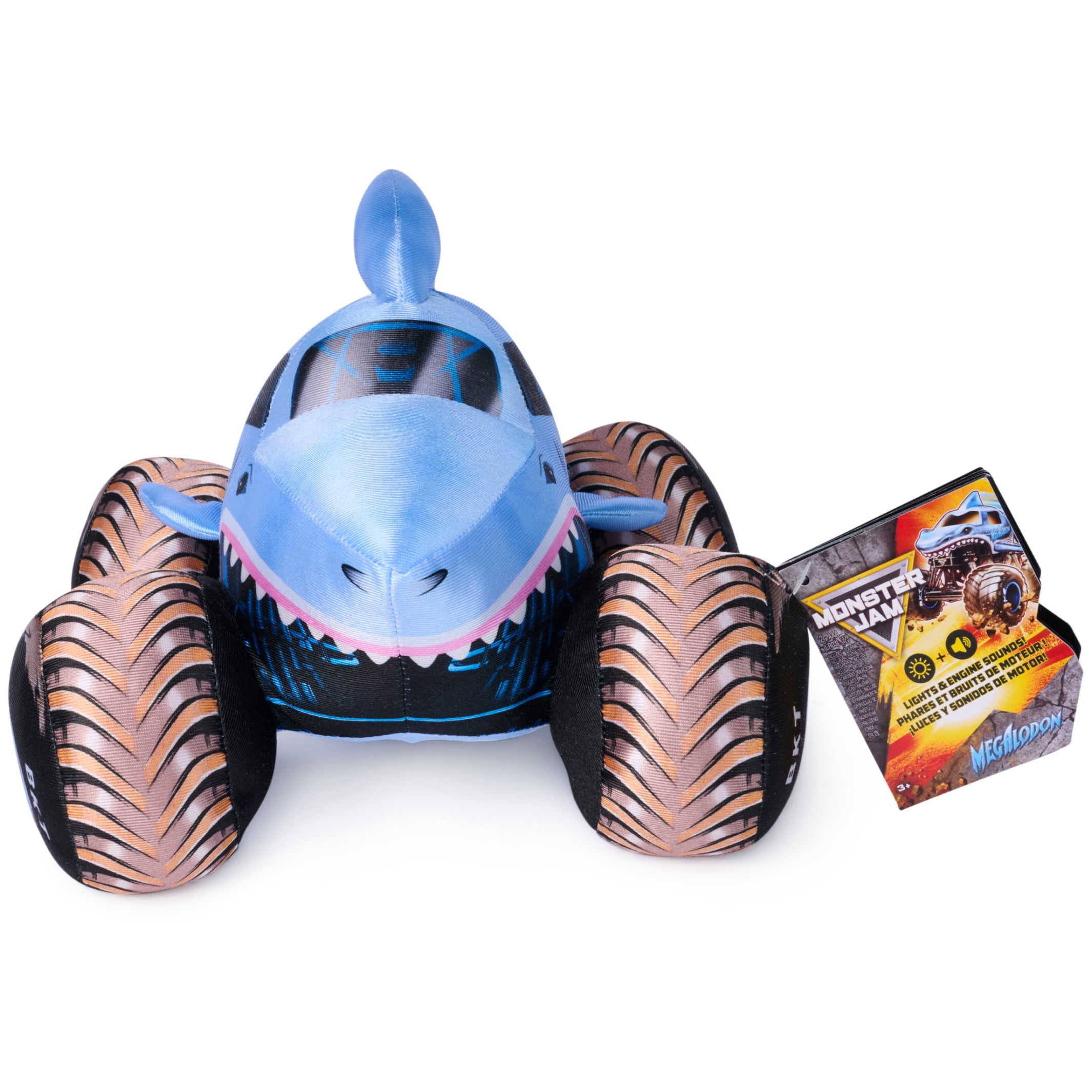 Monster Jam Megalodon Plush Truck with Lights & Sound Effects, Ages 3 and Up, 10”