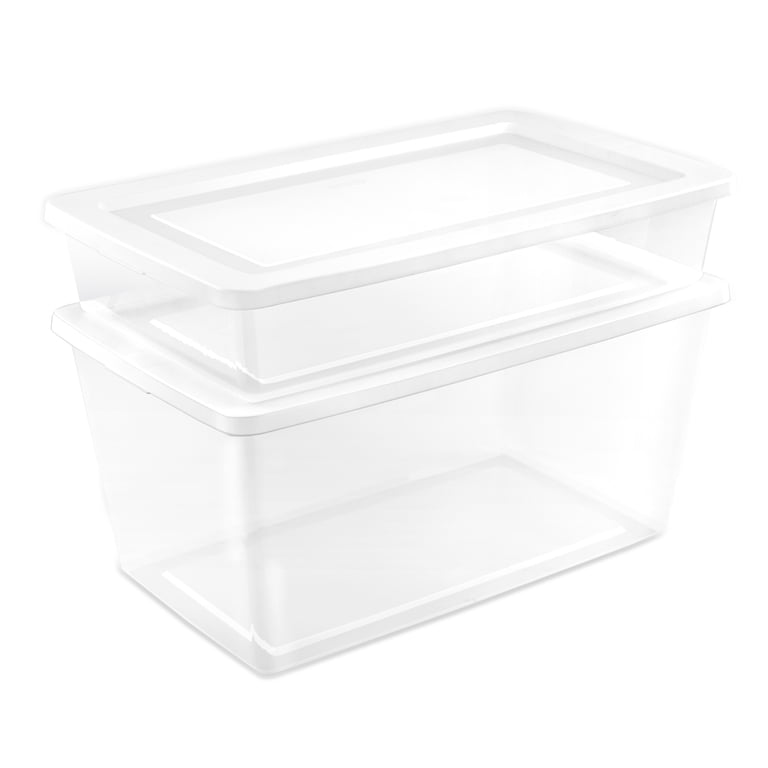 Sterilite 90 Qt Storage Box, Stackable Bin with Lid, 4 Pack, Large Tubs for Clothes