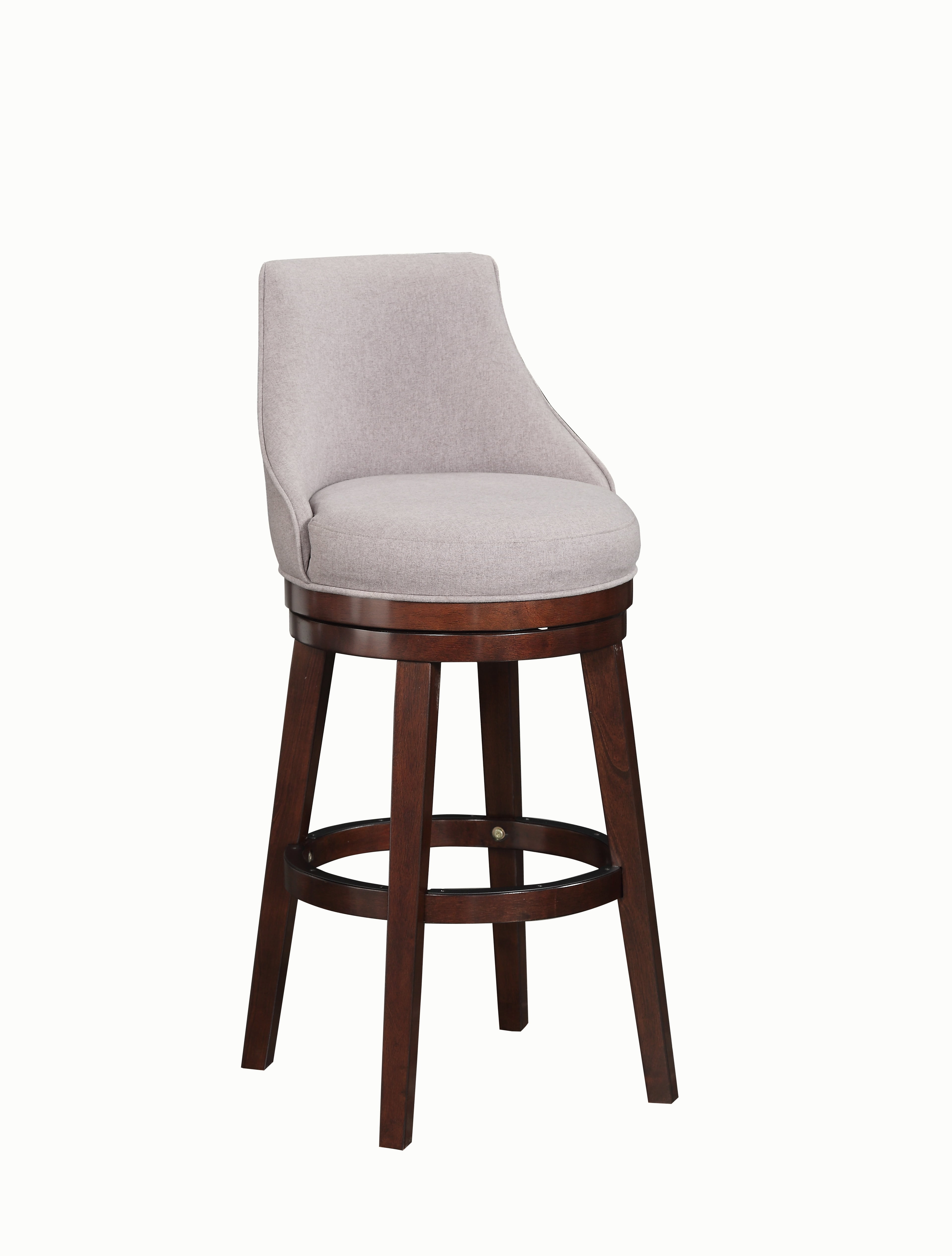Upholstered Swoop Arm Bar Stool in Soft Grey