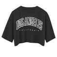 thumbnail image 5 of T Shirts for Women Novelty Los Angeles Letter Printed Crop Tops Short Sleeved Round Neck Classic Fit Workout Pullover Shirts, 5 of 5