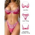 thumbnail image 5 of popiv Sexy Bra And Panty Sets,Embroidered Two Piece Underwire Lingerie Set,Rose，S-L, 5 of 6