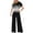 Black, variant on IROINNID Short Sleeve Jumpsuit For Women Full-Length Fashion Casual Skew Collar Straps Wide Leg Trousers Jumpsuit