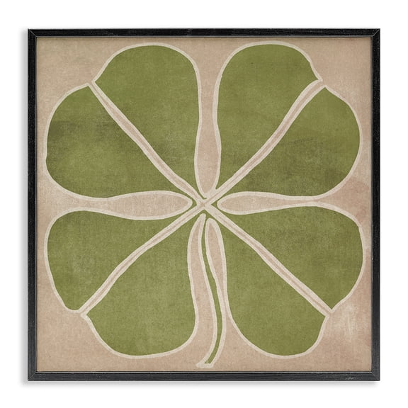 Neutral Symmetrical Clover Black Framed Giclee Art, design by June Erica Vess