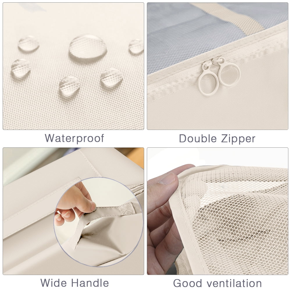 Koovon 8Pcs Travel Packing Cubes, Foldable Suitcase Organizer, Lightweight Luggage Bag, Beige  (图3)