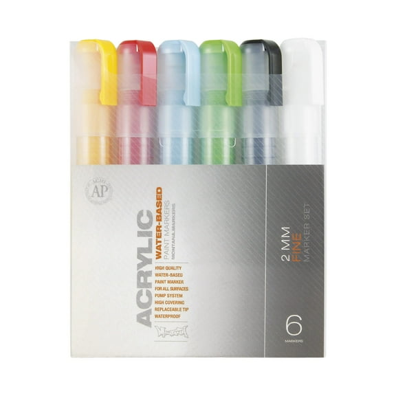 Montana Cans Acrylic Marker Set, Fine, 6-Colors
