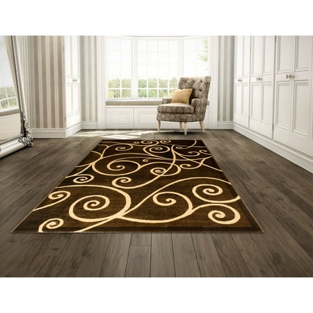 - LYKE Home Double Shot Weave Chocolate Olefin Yarn Rug - 5' x 8'