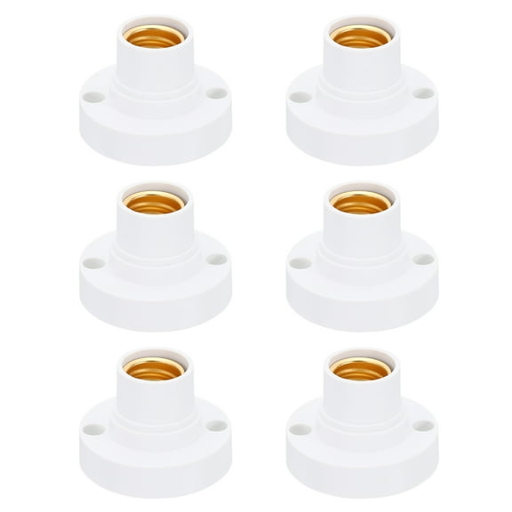 Uxcell E14 Bulb Socket, 6pcs Round Screw Base Lamp Holder Light Replacement Bases for Halogen CFL Light Bulb, White