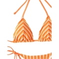 thumbnail image 5 of Delconic Women’s Triangle Bikini Set with Adjustable Halter Top and Tie Side Bottoms Striped Print Two Piece Swimsuit for Beach Pool, 5 of 7