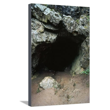 12000 Prints - Aveline's hole, a paleolithic cave dwelling, 12000 BC. Artist: Unknown Stretched Canvas Print Wall Art