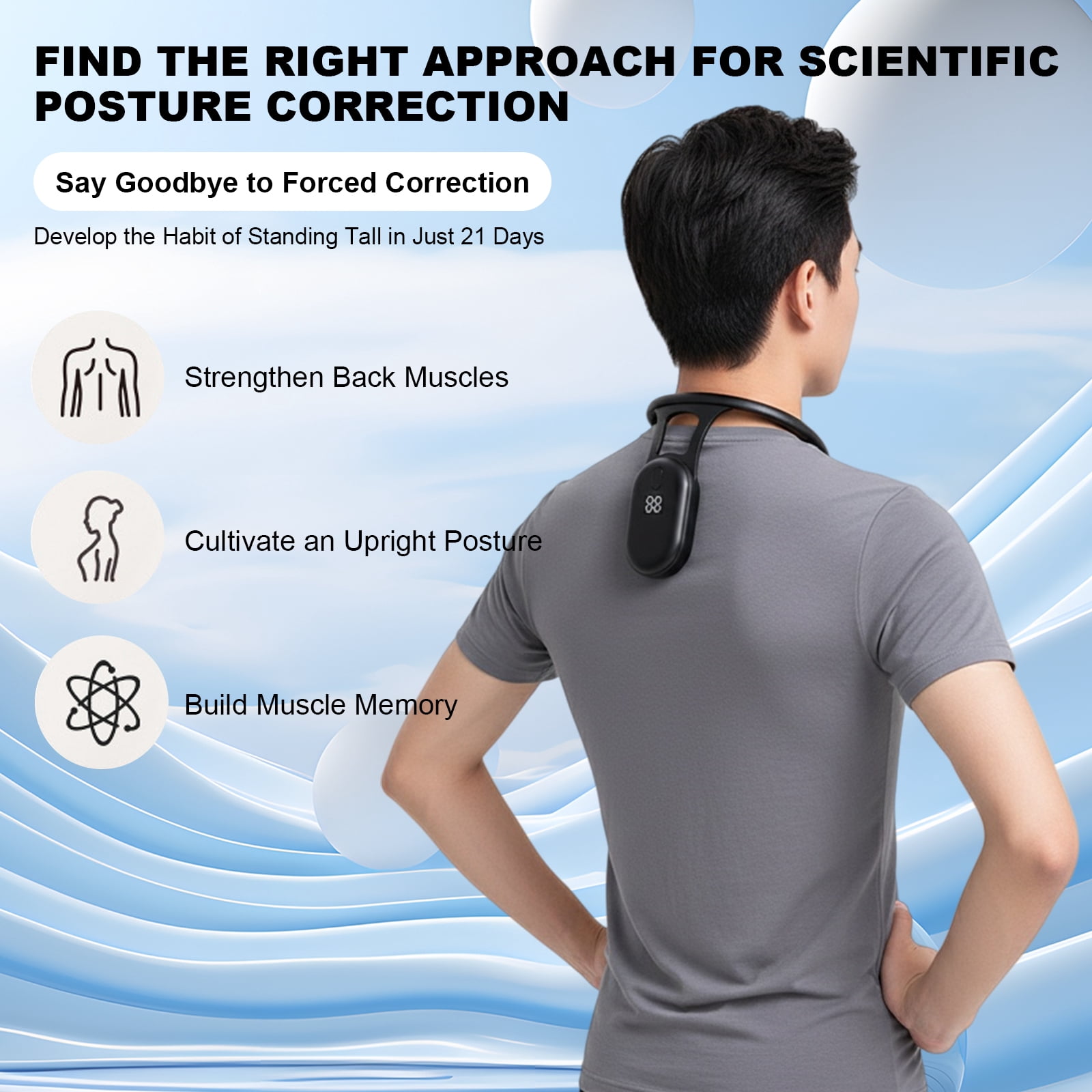 HUISZJ Smart Posture Corrector, Intelligent Posture Trainer with Vibration Reminder Intelligent, Posture Trainer Realtime Scientific Monitoring for Party Birthday Gift