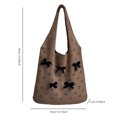 thumbnail image 2 of Bolso Mujer Ahueca Hacia Fuera El Bolso Tote De Ganchillo Con Lazo Para Viajes Al Aire Libre Azul Claro Azul, 2 of 7
