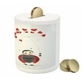 thumbnail image 3 of Birthday Party Piggy Bank, Ladybug Wings Flower Inspired Heart Shaped Celebration Balloons, Ceramic Coin Bank Money Box for Cash Saving, 3.6" X 3.2", White Black and Red, by Ambesonne, 3 of 4