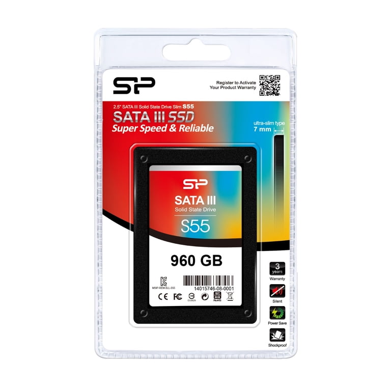 Silicon Power S55 960GB SSD 本体 Silicon Power Slim S55 960 GB Solid State Drive, Internal, SATA