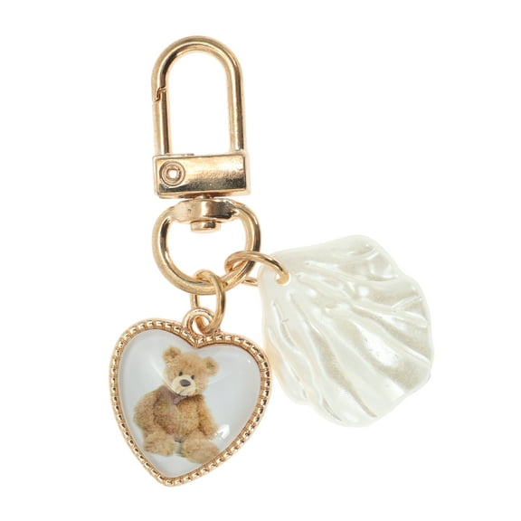 Unique Bargains 1 Pc Handbag Charms Keychains Bears Shells Bag Accessories White