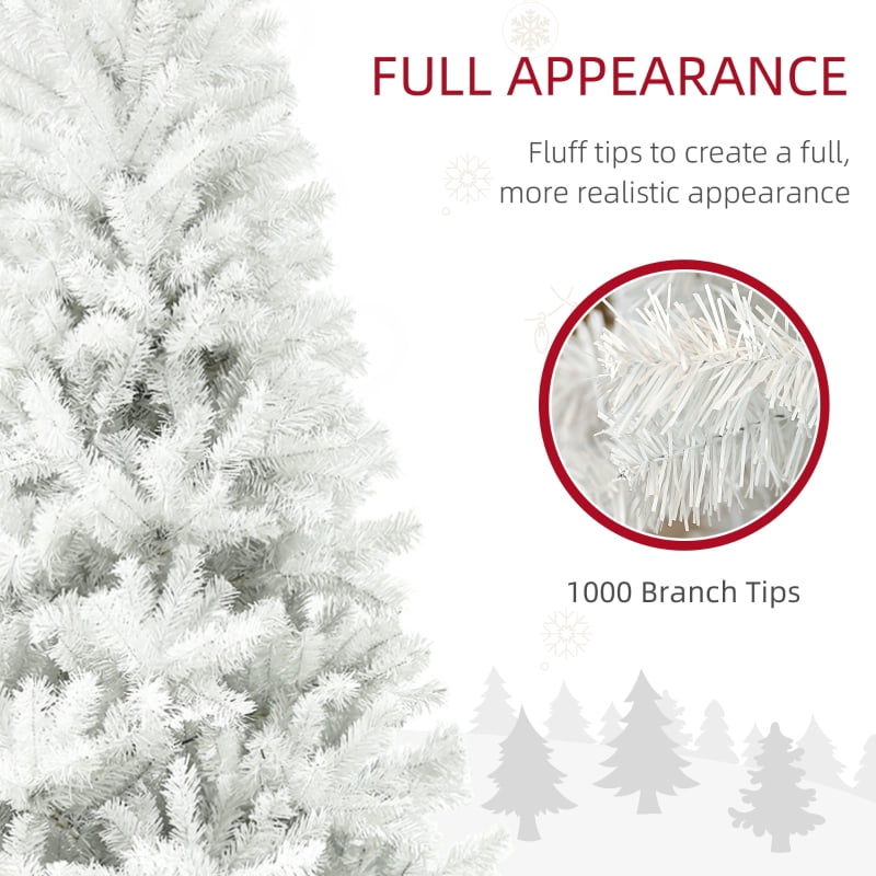 Alvantor Christmas Tree Unlit Artificial with 1000 Tips & Steel Stand 43.3"x43.3"x72" 6ft White