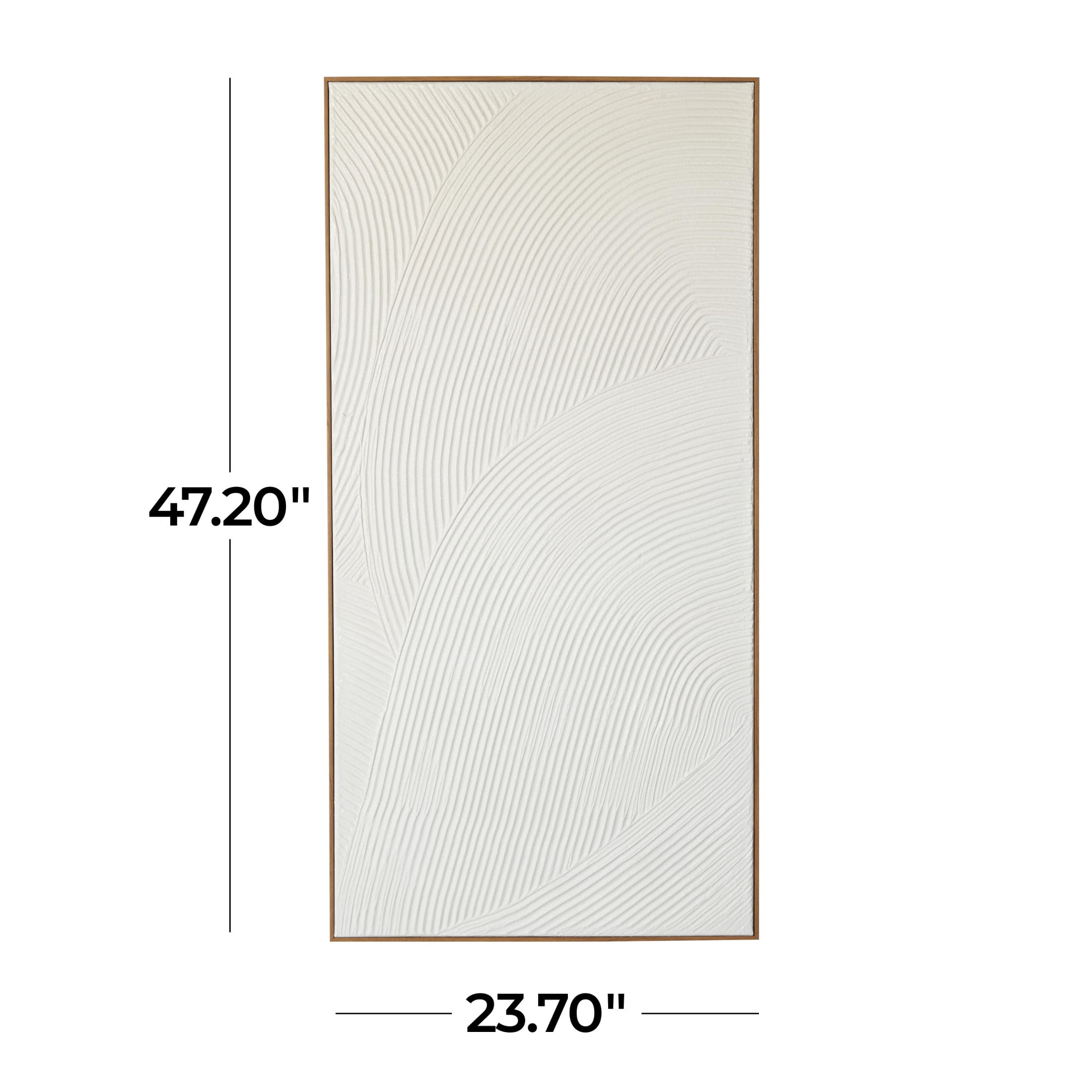 24" x 47" Curved Sand Art Abstract Framed Wall Art with Brown Wood Frame, by DecMode