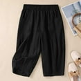 thumbnail image 2 of Summer Savings! Lovzfmll Pants for Women, Women's Fashionable Solid Color Retro Cotton Linen Loose Pocket Casual Middle Pants Shorts Black XL, 2 of 4