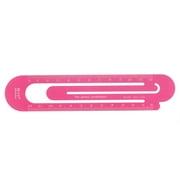 Straight Ruler 12cm Metric Paper Clip Design Bookmark Measuring Tool, Hot Pink