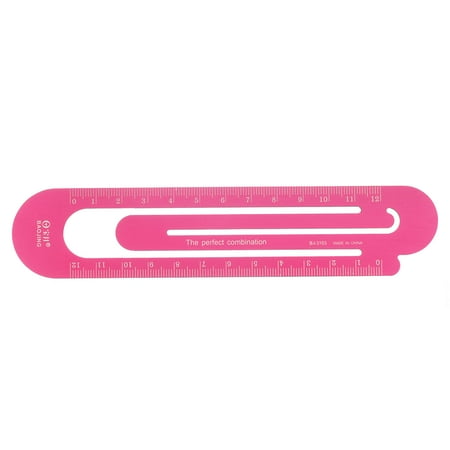 Straight Ruler 12cm Metric Paper Clip Design Bookmark Measuring Tool, Hot Pink