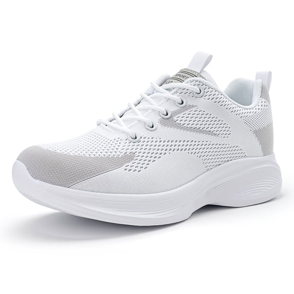 Sosenfer Women's Casual Lightweight Breathable Mesh Tennis and Walking Sneakers White