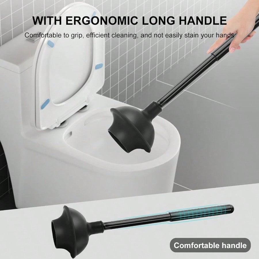 Toilet Brush and Plunger Set 3 Pack Toilet Plungers for Bathroom with Holder Heavy Duty Toilet Bowl Brush and Holder Hidden for Deeply Cleaning - Black