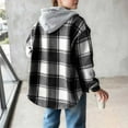 thumbnail image 4 of Atogsazn Girls Plaid Shacket Jacket Kids Casual Button Down Long Sleeve Fleece Lined Coat Fall Winter Clothing Black 12-13Years Fashion, 4 of 5