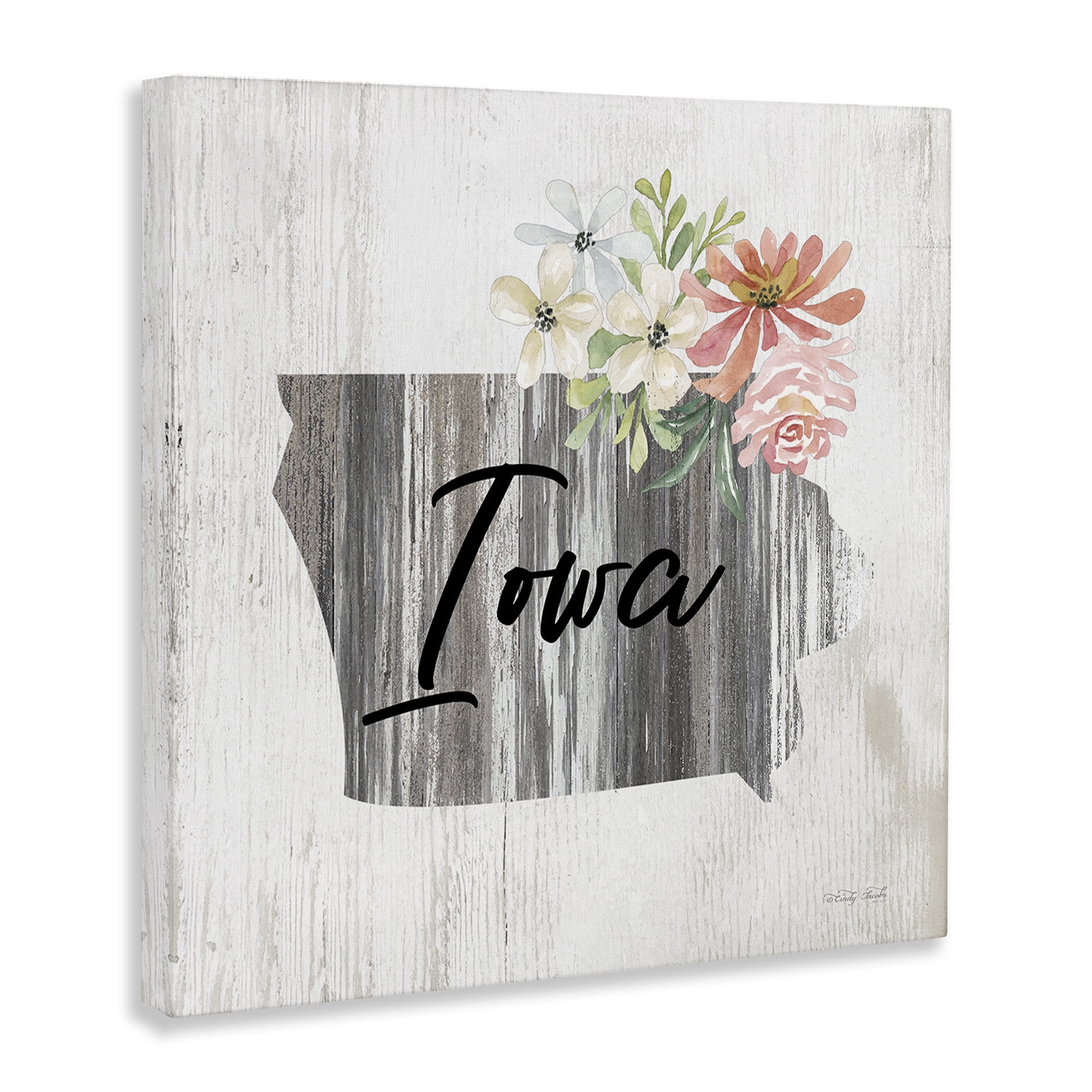 Stupell Industries Shabby Chic Iowa Botanical & Floral Painting Gallery Wrapped Canvas Art Print Wall Art, 24 x 24
