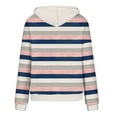 thumbnail image 4 of ZQUUVOU Women's Oversized Hoodies Stripe Printed Drawstring Hoodie with Pocket Long Sleeved Lightweight Fall Tops Pink, 4 of 5