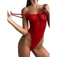 thumbnail image 3 of Oyolan Justaucorps Transparents pour Femmes Sans Manches Lingerie une Pièce Combinaison en Maille Transparente Rouge L, 3 of 4