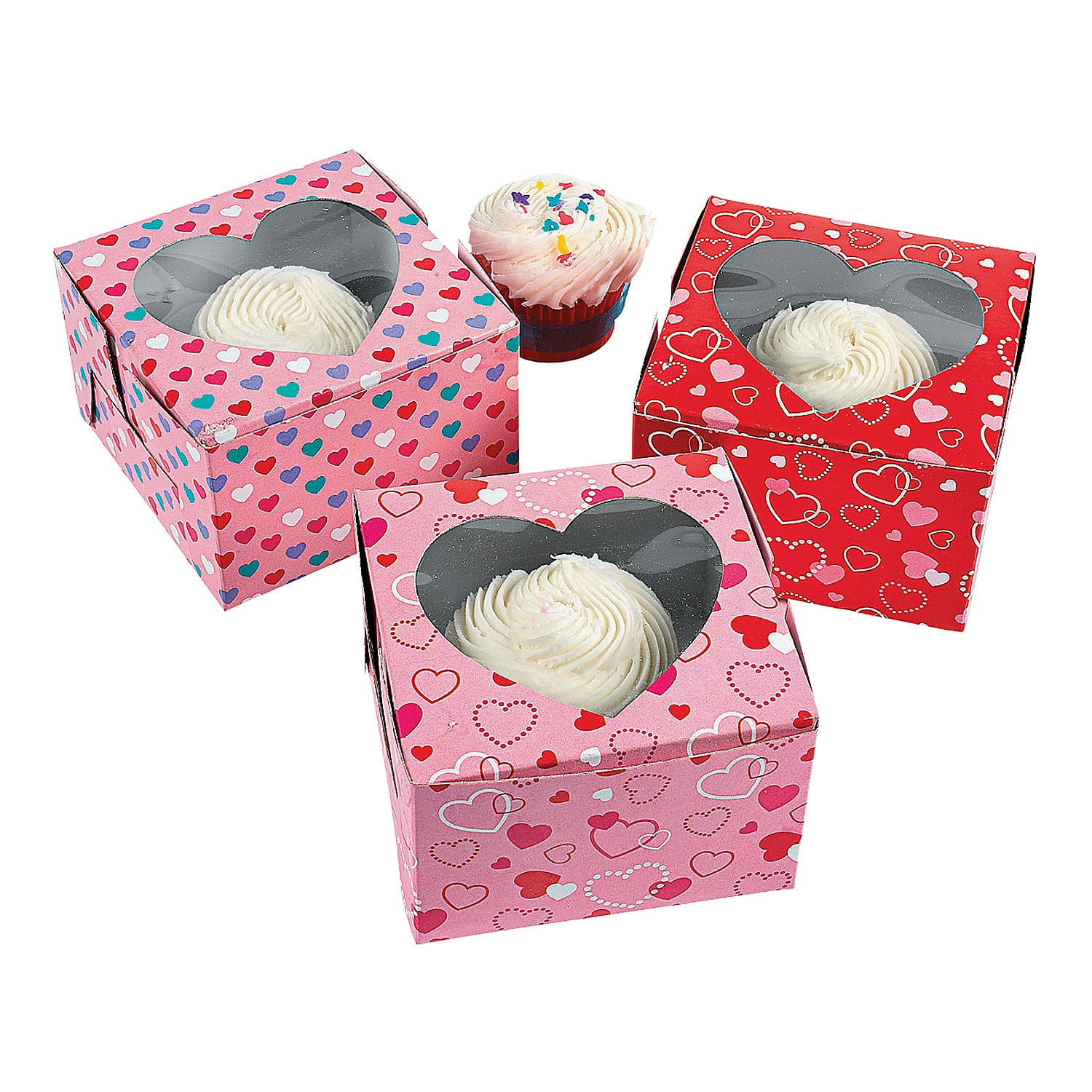 HEARTS Paper Bags 5pc party favour giveaway sweets treat flat bottomed lunch bag 