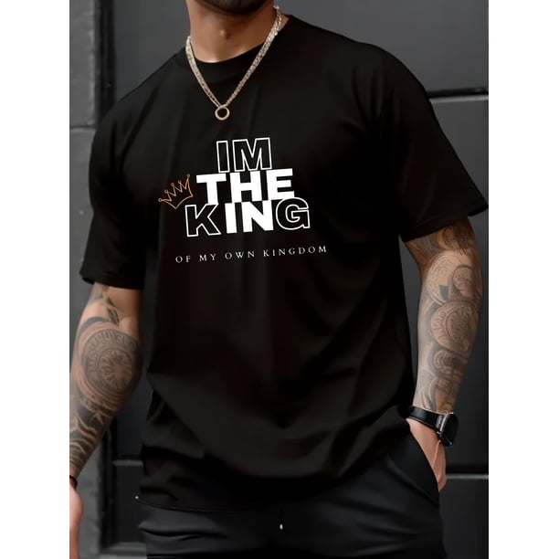 Camiseta creativa con estampado "Soy el Rey" para hombre, informal, de manga corta y cuello redondo, ideal para verano y actividades al aire libre, ideal para adultos, hombres, mujeres, adolescentes,