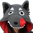 thumbnail image 4 of pijama de lobo feroz mono mono animal de dibujos animados con capucha (talla L) Rojo Verde ER, 4 of 5