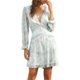 thumbnail image 1 of Lucakuins Vestido de cintura alta con cuello en V verde marino para mujer, minivestido corto con dobladillo con volantes, S/ M/ L/ XL Lucakuins moda, 1 of 6